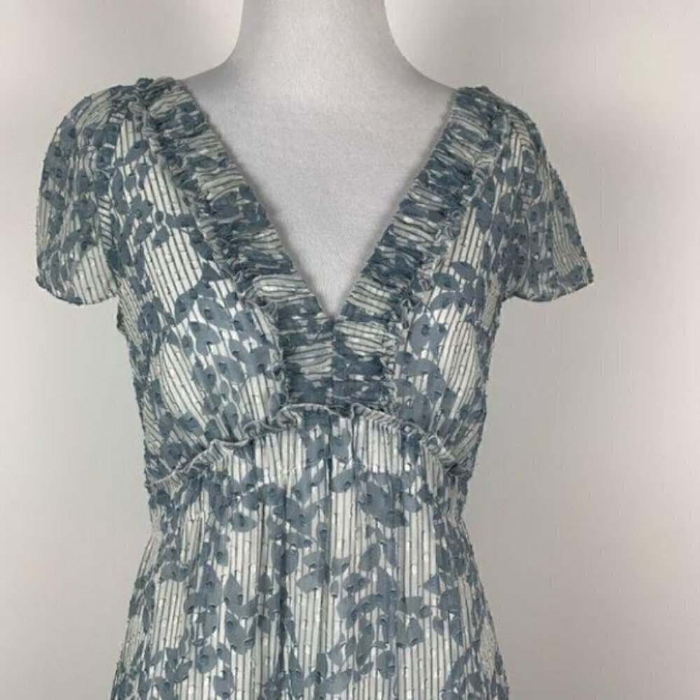 Bcbgmaxazria dress size S white blue 100% silk - Picture 4 of 8